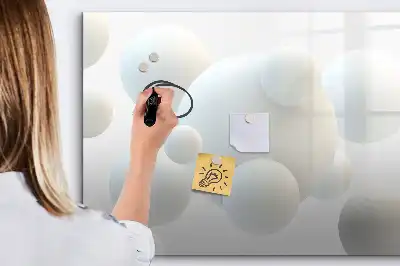 Pizarra borrable de cristal con imanes diseño con abstracción de esferas