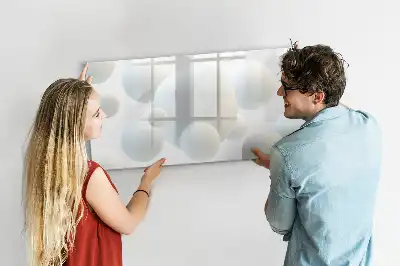 Pizarra borrable de cristal con imanes diseño con abstracción de esferas
