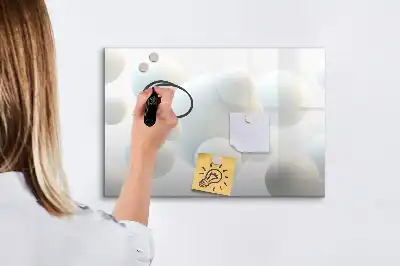 Pizarra borrable de cristal con imanes diseño con abstracción de esferas