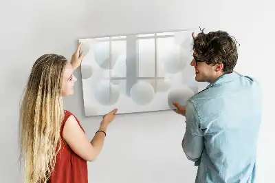 Pizarra borrable de cristal con imanes diseño con abstracción de esferas