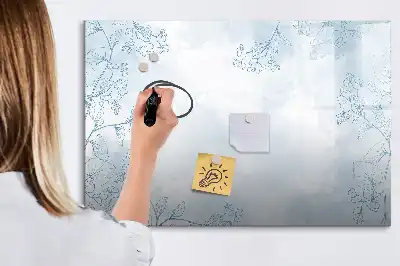 Pizarra magnética de pared con rotulador diseño boceto de plantas