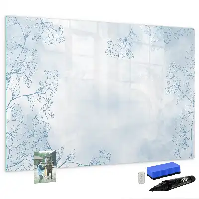 Pizarra magnética de pared con rotulador diseño boceto de plantas