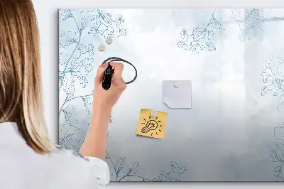 Pizarra magnética de pared con rotulador diseño boceto de plantas