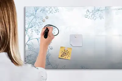 Pizarra magnética de pared con rotulador diseño boceto de plantas