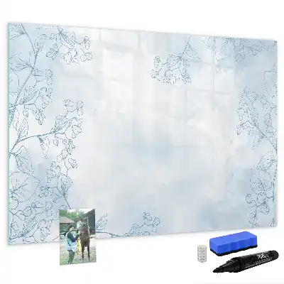 Pizarra magnética de pared con rotulador diseño boceto de plantas