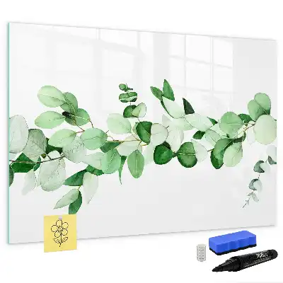 Pizarra borrable de cristal con imanes diseño de ramas de plantas