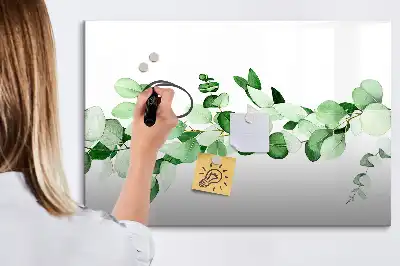 Pizarra borrable de cristal con imanes diseño de ramas de plantas
