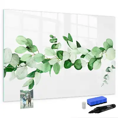 Pizarra borrable de cristal con imanes diseño de ramas de plantas