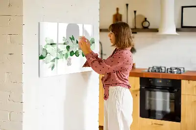 Pizarra borrable de cristal con imanes diseño de ramas de plantas