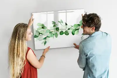 Pizarra borrable de cristal con imanes diseño de ramas de plantas