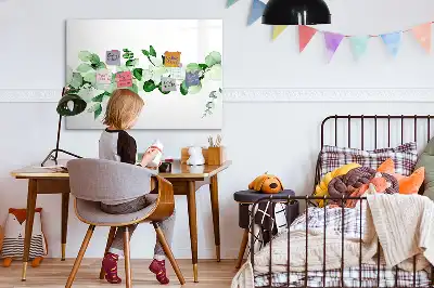 Pizarra borrable de cristal con imanes diseño de ramas de plantas