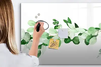 Pizarra borrable de cristal con imanes diseño de ramas de plantas