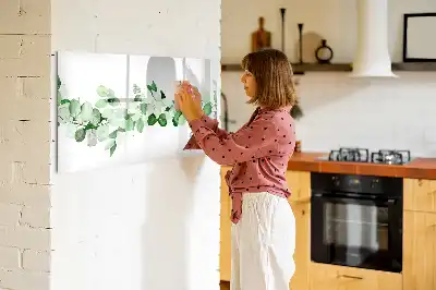 Pizarra borrable de cristal con imanes diseño de ramas de plantas