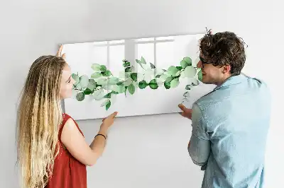 Pizarra borrable de cristal con imanes diseño de ramas de plantas