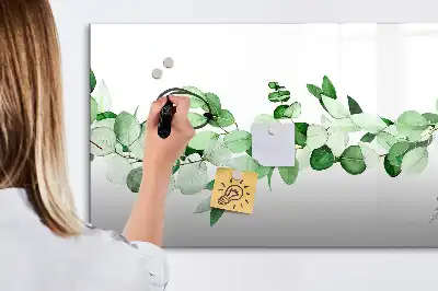Pizarra borrable de cristal con imanes diseño de ramas de plantas