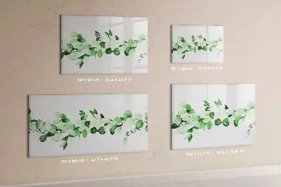 Pizarra borrable de cristal con imanes diseño de ramas de plantas