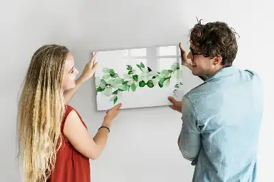 Pizarra borrable de cristal con imanes diseño de ramas de plantas