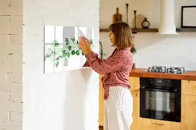 Pizarra borrable de cristal con imanes diseño de ramas de plantas