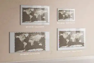 Pizarra magnética de pared diseño de mapa del mundo en color marrón con rotulador incluido
