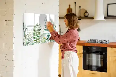 Pizarra magnética de pared diseño de hojas en acuarela con rotulador incluido