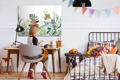 Pizarra magnética de pared diseño de hojas en acuarela con rotulador incluido