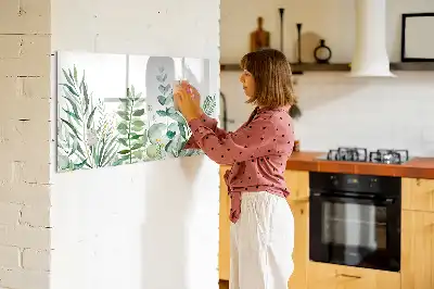Pizarra magnética de pared diseño de hojas en acuarela con rotulador incluido
