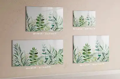 Pizarra magnética de pared diseño de hojas en acuarela con rotulador incluido
