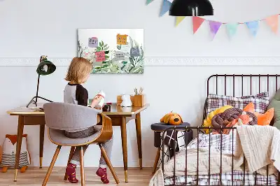 Pizarra magnética de pared diseño de hojas en acuarela con rotulador incluido