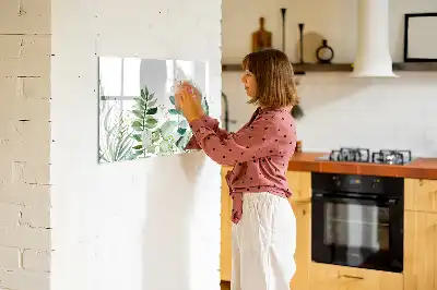 Pizarra magnética de pared diseño de hojas en acuarela con rotulador incluido