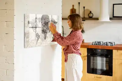 Mapa del mundo de periódico pizarra borrable de cristal con imanes
