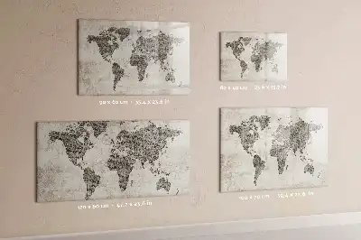 Mapa del mundo de periódico pizarra borrable de cristal con imanes