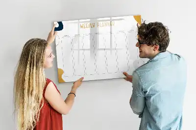 Pizarra magnética de pared planificador semanal con rotulador