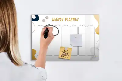 Pizarra magnética de pared planificador semanal con rotulador
