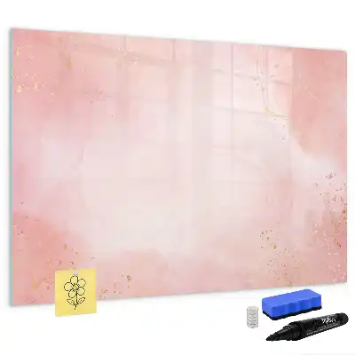 Pizarra de cristal magnética borrable en color mármol rosa