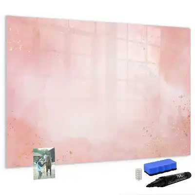 Pizarra de cristal magnética borrable en color mármol rosa