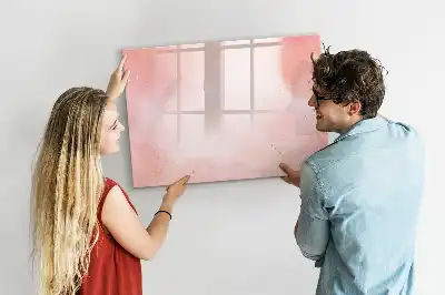 Pizarra de cristal magnética borrable en color mármol rosa