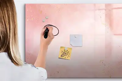 Pizarra de cristal magnética borrable en color mármol rosa