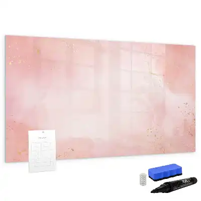 Pizarra de cristal magnética borrable en color mármol rosa