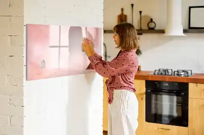 Pizarra de cristal magnética borrable en color mármol rosa