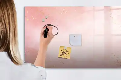 Pizarra de cristal magnética borrable en color mármol rosa