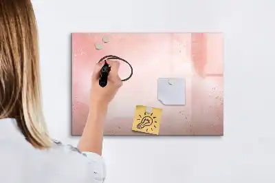Pizarra de cristal magnética borrable en color mármol rosa