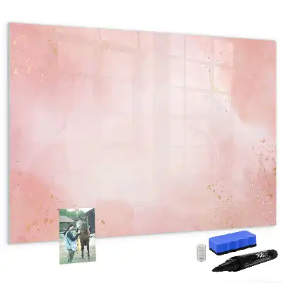 Pizarra de cristal magnética borrable en color mármol rosa