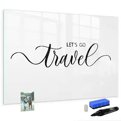 Pizarra magnética de pared con rotulador y diseño de viajes