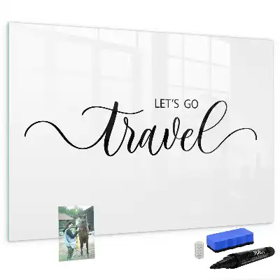 Pizarra magnética de pared con rotulador y diseño de viajes