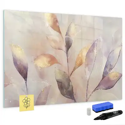 Pizarra magnética de pared con rotulador diseño de plantas en acuarela