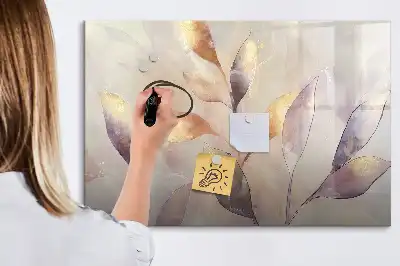 Pizarra magnética de pared con rotulador diseño de plantas en acuarela