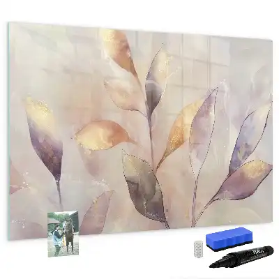 Pizarra magnética de pared con rotulador diseño de plantas en acuarela