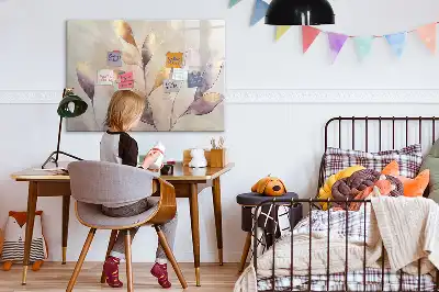 Pizarra magnética de pared con rotulador diseño de plantas en acuarela