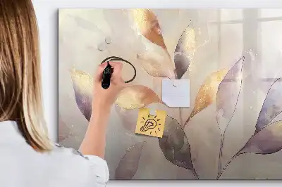 Pizarra magnética de pared con rotulador diseño de plantas en acuarela