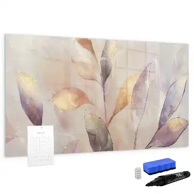 Pizarra magnética de pared con rotulador diseño de plantas en acuarela
